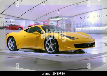 Modena, Italien, Dezember 2021, MEF Ferrari Museum Casa Enzo Ferrari, Ferrari 458 Italia Jahr 2009 Stockfoto