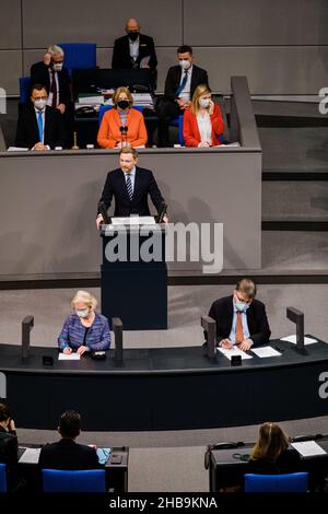 Berlin, Deutschland. 16th Dez 2021. Der deutsche Politiker Christian Lindner. (Bild: © Ralph Pache/PRESSCOV über ZUMA Press Wire) Stockfoto