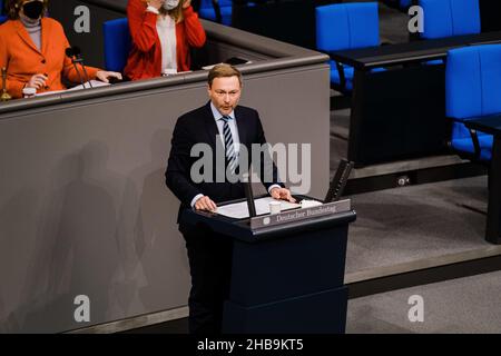 Berlin, Deutschland. 16th Dez 2021. Der deutsche Politiker Christian Lindner. (Bild: © Ralph Pache/PRESSCOV über ZUMA Press Wire) Stockfoto