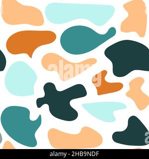 Nahtlose Muster in Orange und Blau. Handgezeichnete verschiedene Formen und Doodle-Objekte. Abstrakt modern modern trendy Vektor Illustration. Stempelstruktur. Jedes Muster ist isoliert. Vektorgrafik Stock Vektor