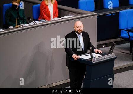 Berlin, Deutschland. 16th Dez 2021. Jonas Geissler, für die Partei CSU. (Bild: © Ralph Pache/PRESSCOV über ZUMA Press Wire) Stockfoto