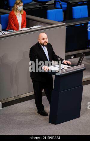 Berlin, Deutschland. 16th Dez 2021. Jonas Geissler, für die Partei CSU. (Bild: © Ralph Pache/PRESSCOV über ZUMA Press Wire) Stockfoto