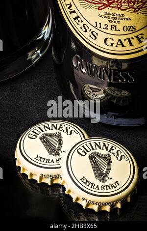 Guinness Extra Stout Flasche Caps Simsbury, Connecticut, USA Stockfoto