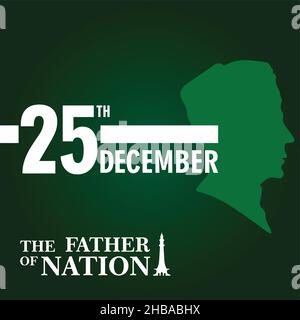 25th. Dezember Quaid Tag der Vater der Nation Geburtstag mit grünem Hintergrund Stock Vektor