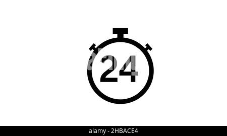 24 Stunden Symbol oder Logo. Vektor-isolierte, bearbeitbare, flache Illustration Stock Vektor