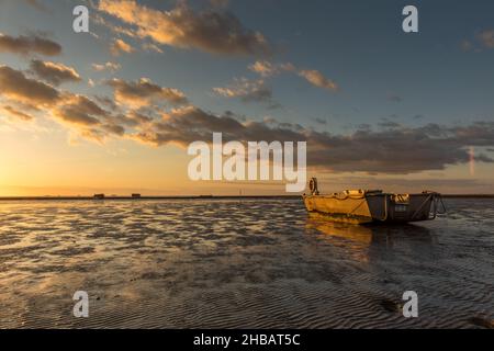 Sonnenuntergang am Holmersiel Stockfoto