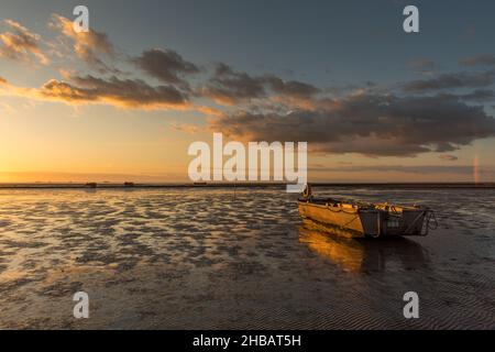 Sonnenuntergang am Holmersiel Stockfoto