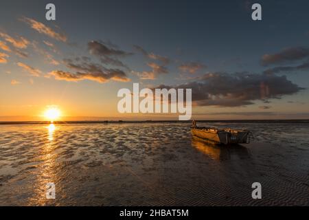 Sonnenuntergang am Holmersiel Stockfoto