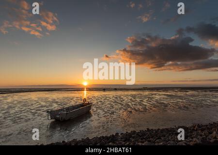 Sonnenuntergang am Holmersiel Stockfoto