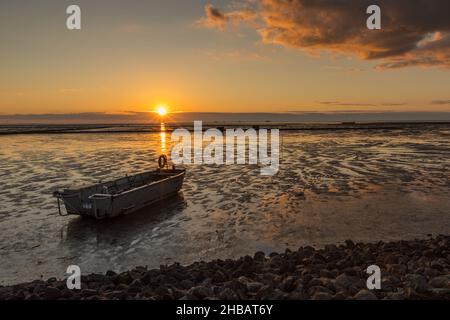 Sonnenuntergang am Holmersiel Stockfoto