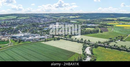 Luftaufnahme zu westlichen Teilen von Donauwörth Stockfoto