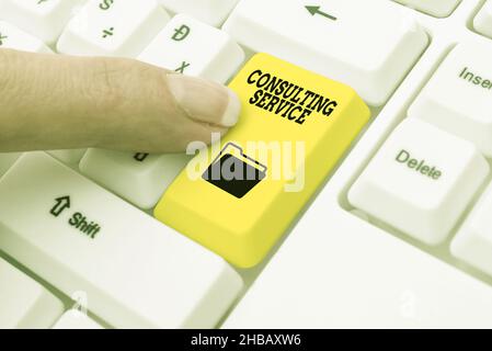 Textunterschrift mit Darstellung des Consulting Service. Konzeptionelle Foto-Experten, die Wissen für eine dritte Partei gegen eine Gebühr Erstellen neuer Programmierung bietet Stockfoto