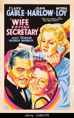 CLARK GABLE, MYRNA LOY UND JEAN HARLOW IN WIFE VS. SECRETARY (1936), Regie: CLARENCE BROWN. Kredit: Metro-Goldwyn-Mayer (MGM) / Album Stockfoto