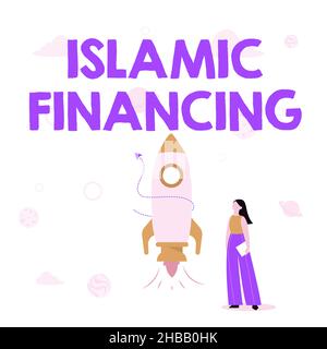 Inspiration zeigt Zeichen Islamische Finanzierung. Konzeptfoto Bankaktivitäten und Investitionen, die der Sharia entsprechen Illustration von Casual Girl Stockfoto