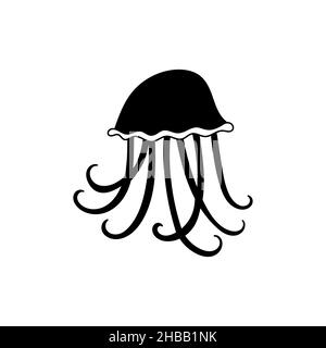 Quallen Symbol Vektor. Flache Vektorgrafik in Schwarz auf weißem Hintergrund. Stock Vektor
