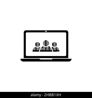 Symbol für Videokonferenz. Video Business Chat Vektor-Symbol auf weißem Hintergrund isoliert. Internet-Chat-Zeichen. Abstraktes Symbol in Schwarz. Moderner Flachvektor Stock Vektor