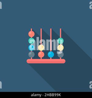 Abacus Icon , Vektor flach langen Schatten Design. Im Bildungskonzept. Stock Vektor