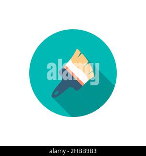 Pinsel Vektor Symbol Kunst Symbol, flaches Design, langer Schatten Stock Vektor