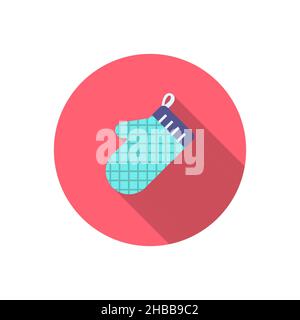 Küchengeräte Handschuhe Vektor-Symbol, flacher Schatten, langer Schatten Stock Vektor