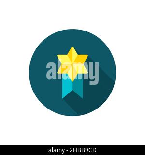 Medaillenpreis Vektor Symbol Symbol, flaches Design, langer Schatten Stock Vektor