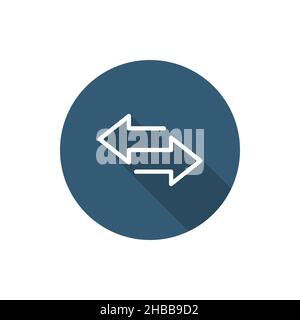 Zwei Pfeile mit Kreis, flaches Design, langer Schatten Stock Vektor