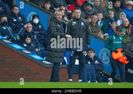 Blackburn, Großbritannien. 18th Dez 2021. Birmingham City Manager Lee Bowyer während des Spiels der EFL Sky Bet Championship zwischen Blackburn Rovers und Birmingham City am 18. Dezember 2021 im Ewood Park, Blackburn, England. Foto von Mike Morese.nur zur redaktionellen Verwendung, Lizenz für kommerzielle Nutzung erforderlich. Keine Verwendung bei Wetten, Spielen oder Veröffentlichungen einzelner Clubs/Vereine/Spieler. Kredit: UK Sports Pics Ltd/Alamy Live Nachrichten Stockfoto