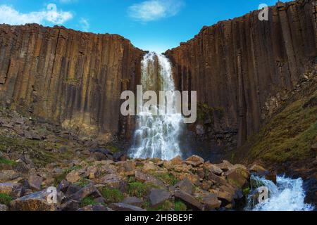 Studlafoss Wasserfall in Ostisland Stockfoto