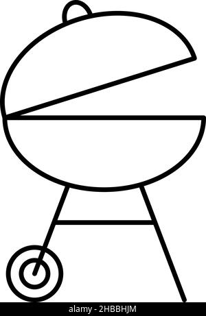 Barbeque Grill Kontur Symbol Vektor Stock Vektor