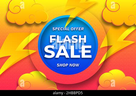 Stilvolles Gradient Flash Sale Banner mit hellen bunten Design Stock Vektor