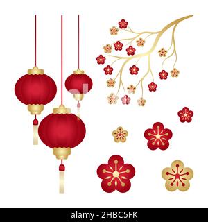 Chinesische Laterne ein Vektor-Element der Blume Stock Vektor