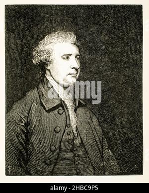 Gravierte Illustration des anglo-irischen Staatsmannes Edmund Burke, aus einem Porträt von Sir Joshua Reynolds, für Boswell’s Life of Johnson, veröffentlicht 1866 Stockfoto