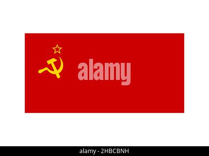 Flagge der UdSSR. Symbol der Sowjetunion. Isoliert auf Weiß. Stern, Hammer und Sichel. Vektor-Vorlage für Banner, Poster, Flyer, etc. Stock Vektor