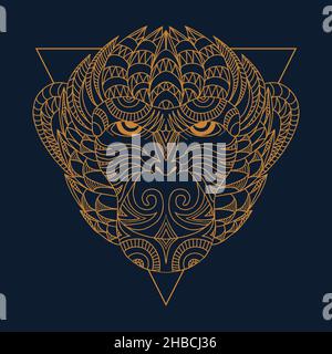 Monkey Linie Kunst Dekoration Vektor Illustration Stock Vektor