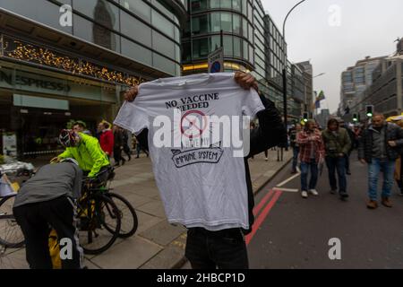 Anti-Impfstoff-März in London, 18th. Dezember 2021 Stockfoto