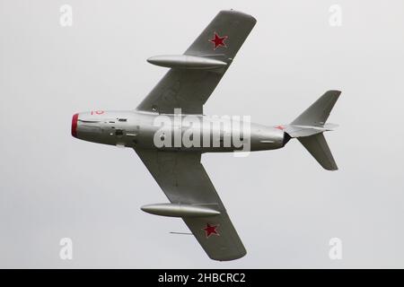 N104CJ, ein WSK-Mielec sblim-2 (ein lizenzpflichtiges Mikoyan-Gurevich MiG-15UTI), vom Royal Norwegian Air Force Historical Squadron, bei East Fortune. Stockfoto