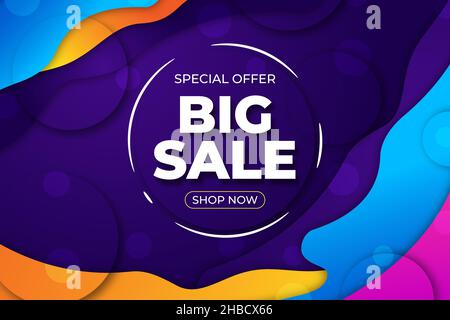 Stilvolles gradient großes Verkaufsbanner mit leuchtendem, farbenfrohem Design Stock Vektor