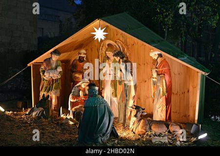 Die Weihnachtsbeleuchtung der Anlage von Sant Pau in Barcelona, Katalonien, Spanien Stockfoto