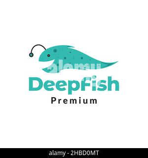 Niedliche Monster tief Fisch Logo Design Vektor Grafik Symbol Symbol Zeichen Illustration kreative Idee Stock Vektor