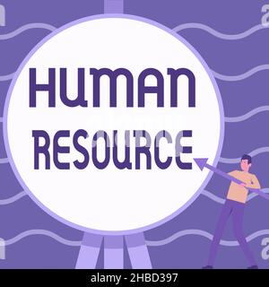 Schreiben mit Anzeige von Text Personalabteilung. Internetkonzept eine kritische Abteilung, die Personal und Mitarbeiter beschäftigt, betrifft man Standing Holding Large Stockfoto