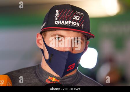 Yas Marina Circuit, Yas Island 12th. Dezember 2021 Max Verstappen Portrait während der FORMEL 1 ETIHAD AIRWAYS ABU DHABI GRAND PRIX 2021 Vereinigte Arabische Emirate Eleanor Hoad Stockfoto