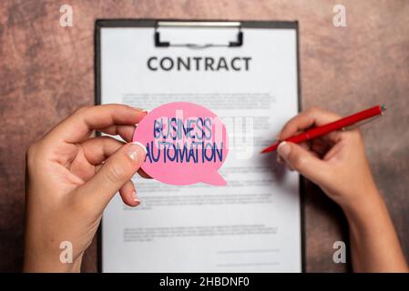 Inspiration zeigt Zeichen Business Automation. Word Written on for Digital Transformation optimiert für Einfachheit Bulletin Board Notice Designs Stockfoto