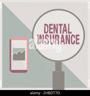 Handschrift Text Dental Insurance. Business Overview Form of Health designed to Pay Portion or full of costs Illustration of Active Smartphone beside Stockfoto