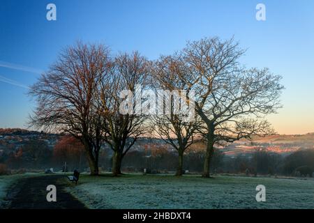 Winterszene auf dem Blackburn Old Cemetery. Stockfoto