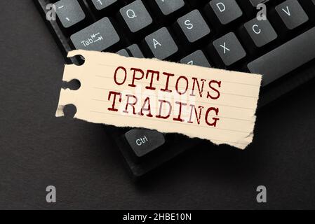 Konzeptionelle Anzeigeoptionen Trading. Business zeigen verschiedene Optionen, um Waren oder Dienstleistungen weltweit verbreiten zu lassen, die neue E-Mail-Nachricht verfassen Stockfoto