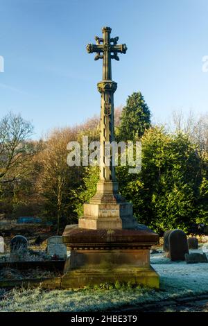 Viktorianischer Grabstein auf dem Blackburn Old Cemetery. Stockfoto