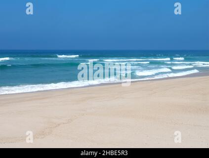 Leerer Paradiesstrand Praia de Sao Jacinto im Norden Portugals Stockfoto