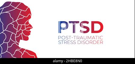 Weiße PTSD Post-traumatische Belastungsstörung Trauma Vektor Illustration mit Person Stock Vektor
