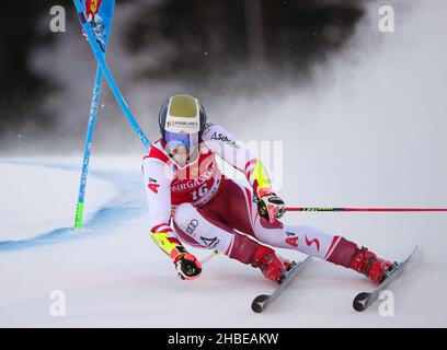 Gran Risa, Alta Badia, Italien, 19. Dezember 2021, FELLER Manuel (AUT) Dritter Platz während des FIS Ski World Cup 2021 - Men &#39;s Riesenslalom - alpines Skirennen Stockfoto