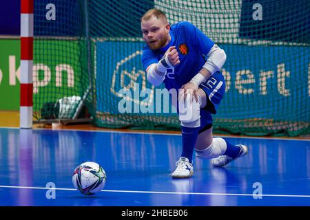 ZEIST, NIEDERLANDE - 19. DEZEMBER: Torwart Barry de Wit aus den Niederlanden beim internationalen Futsal-Turnier der Männer zwischen den Niederlanden und Belgien auf dem KNVB Campus am 19. Dezember 2021 in Zeist, Niederlande (Foto: Marcel ter Bals/Orange Picles) Stockfoto