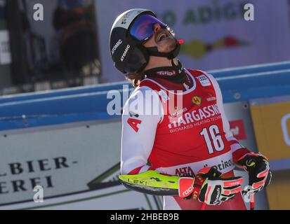 Gran Risa, Alta Badia, Italien, 19. Dezember 2021, FELLER Manuel (AUT) Dritter Platz während des FIS Ski World Cup 2021 - Men &#39;s Riesenslalom - alpines Skirennen Stockfoto